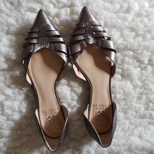 Vince Camuto Pewter Leather Flats - Used
